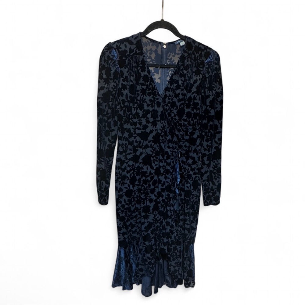 Tommy Hilfiger Navy Blue Floral Long Sleeve Wrap Dress